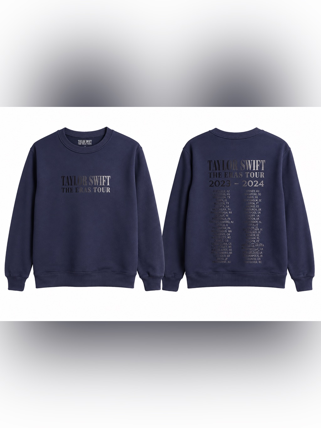 Taylor Swift Eras Tour 2023 2024 Crewneck Sweatshirt Navy Size Small Excellent